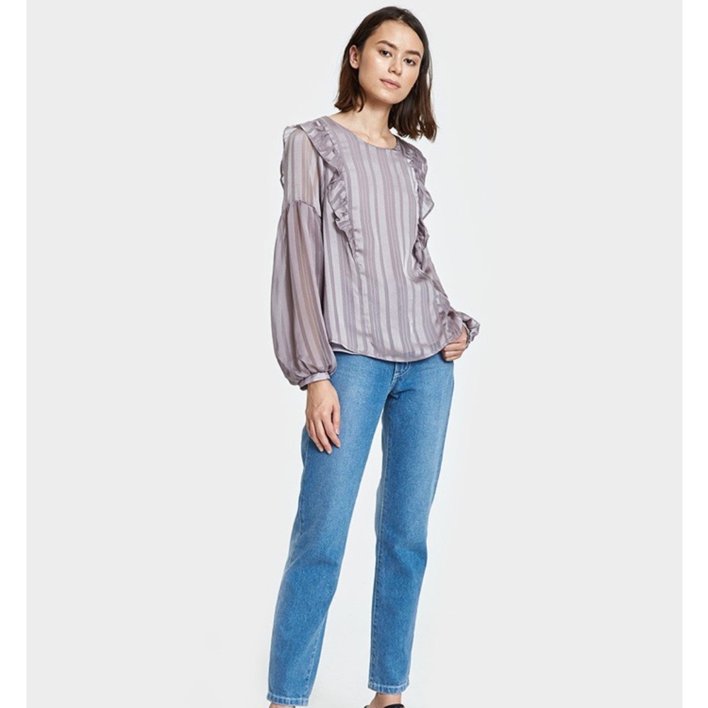 NWT Farrow Purple Ruffle Top